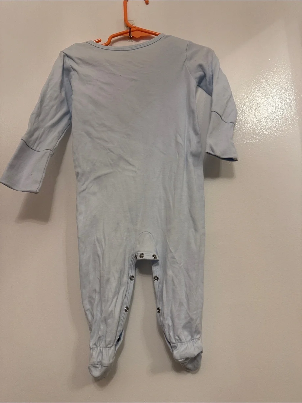 Lively Light Blue Footed Baby One-Piece with Sleepy Face